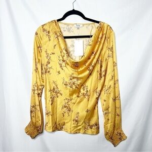 NEW with tags Fate Floral Satin Cowl neck top